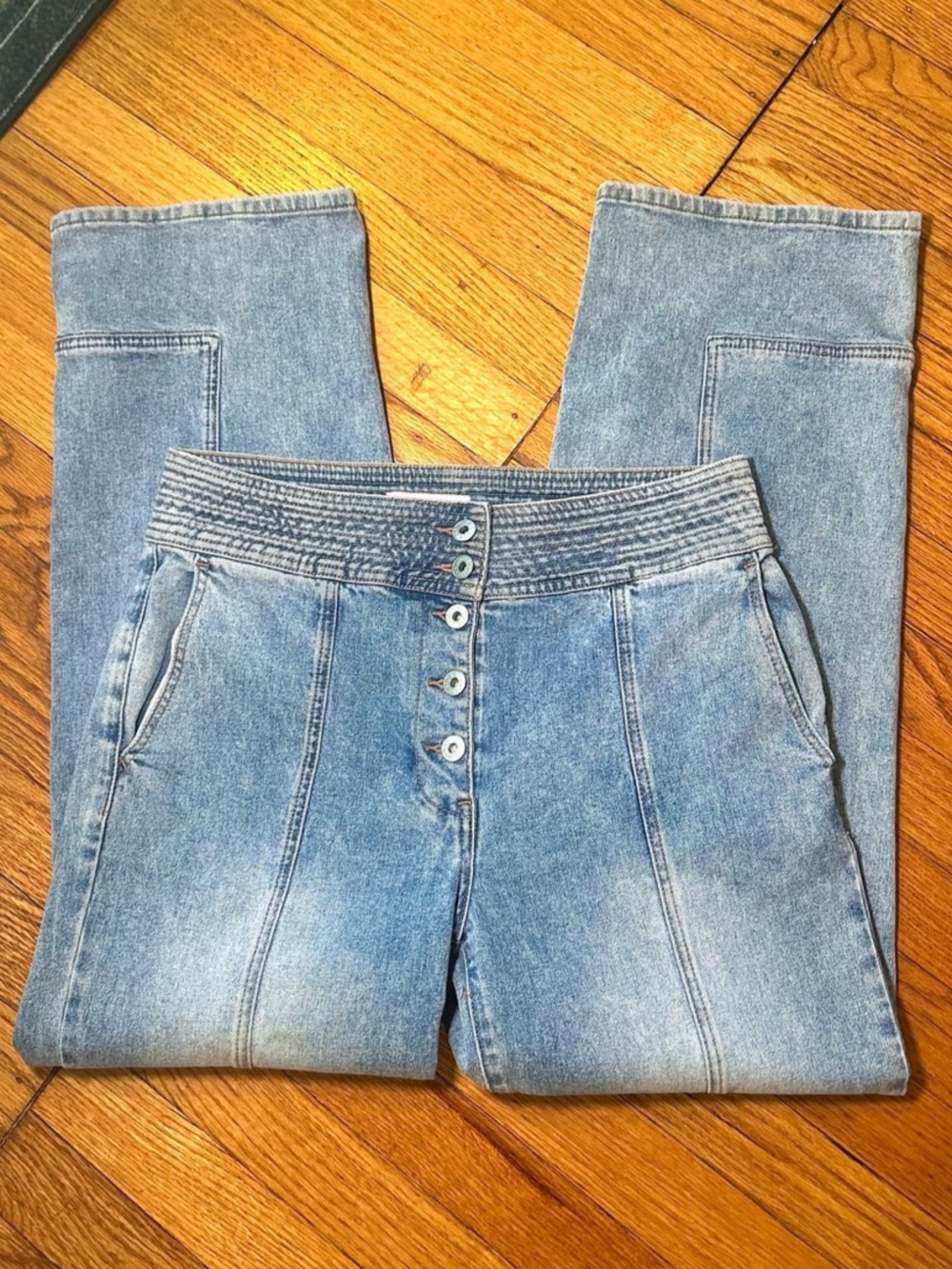 Chelsea & Violet Women's Blue Straight Leg Jeans with Button-Fly 29” - Like New